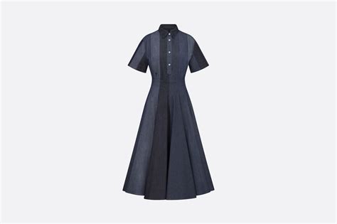 dior sblue dress zip|Flared Shirt Dress Blue Cotton Lightweight Denim .